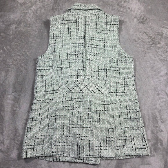 Maeve Anthropologie Tweed Blazer Vest 10 Mint Green Plaid Career Preppy Business - Picture 6 of 7
